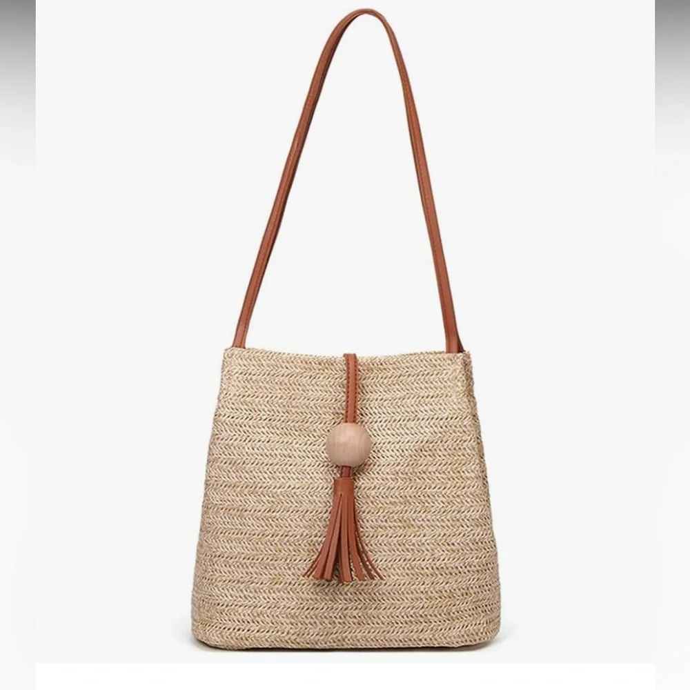 🆕 Round Summer Straw Bag Big Weave Handbags Beach Shoulder Bags